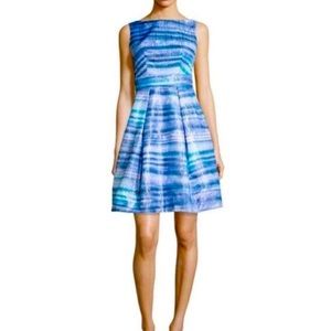 Theia Blue Metallic Cocktail Dress Size 4 Sleeveless Ocean Party